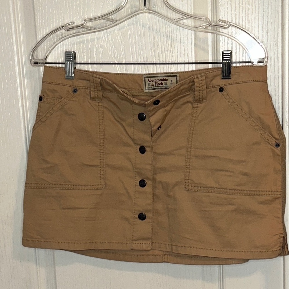 Light Brown/Tan Button-Front Mini Skirt